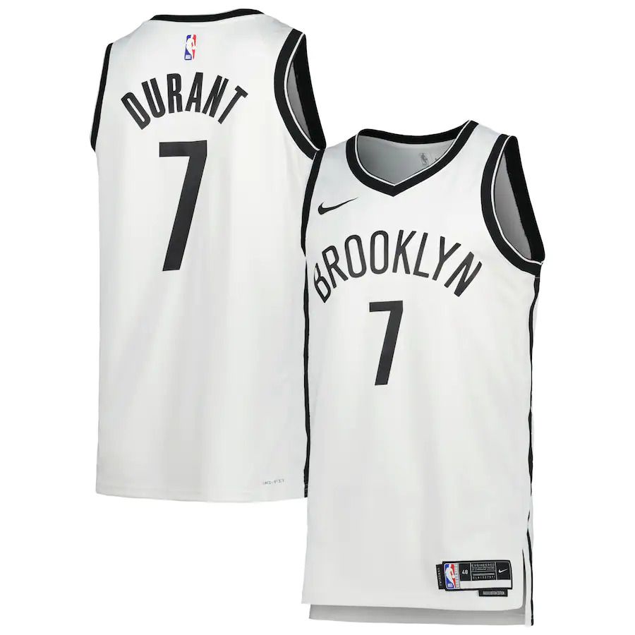 Men Brooklyn Nets #7 Kevin Durant Nike White Association Edition 2022-23 Swingman NBA Jersey